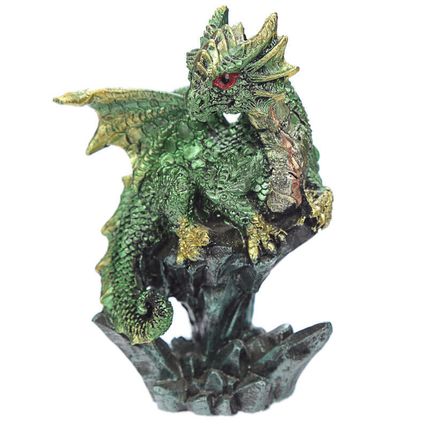 Mini Rock Crystal Enchanted Nightmare Dragon Figurine Statue Blue Red