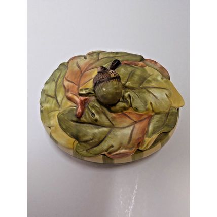 Indigo Gate for Silvestri Ceramic Fall Acorn & Leaf Oval Trinket Dish Autumn