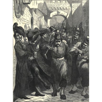 ITALIAN SOLDIERS AND ROMAN PRIESTS 1872 VICTORIAN ENGRAVING