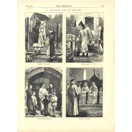 MONASTIC LIFE IN ENGLAND 1872 VICTORIAN ENGRAVINGS #3