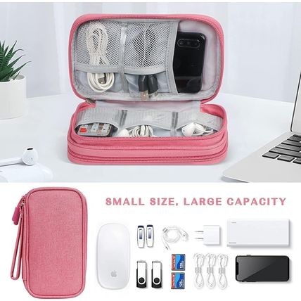 Travel Cable Organizer Bag Pouch Portable Electronic Accessories Carry Case Rose