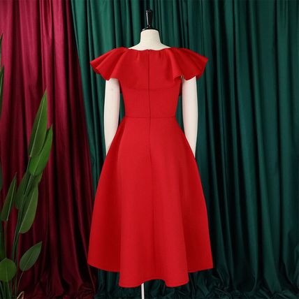 Fashion temperament ruffled large skirt swing party dress dress dress