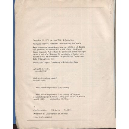Atari Basic by Rob Albrecht, LeRoy Finkel, & Jerald R. Brown Paperback