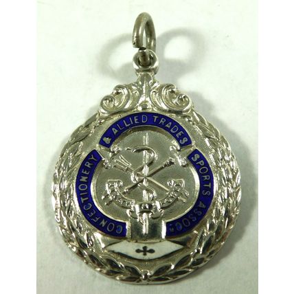 Vintage Confectionery Allied Trades Sports Assc Albert Chain Fob Medal Swimming