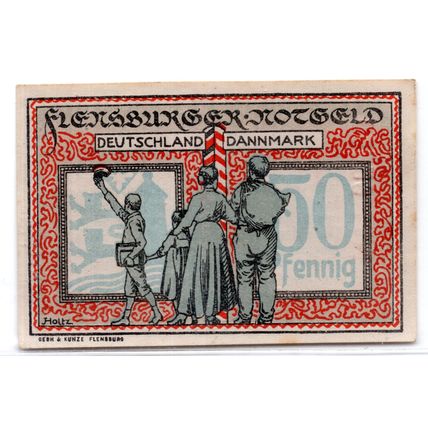 1920 Germany Flensburg Notgeld 50 Pfennig Note (1428)