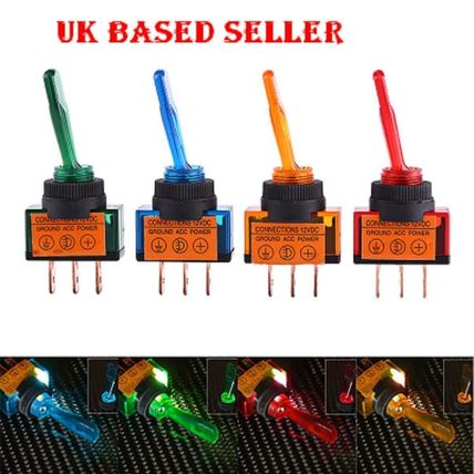 4 x ILLUMINATED TOGGLE FLICK SPST 20A 12V ON/OFF SWITCH CAR BOAT DASH BOARD
