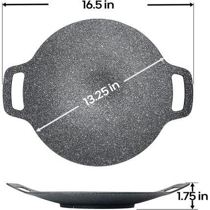 Korean Style BBQ Grill Pan for Stove Top, Camping and IH, 13" round Griddle with