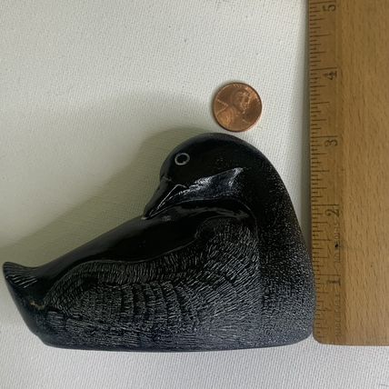 Aardik Collection Carved Black Soapstone Loon/Duck Bird Vintage 1972 Canada 4.25
