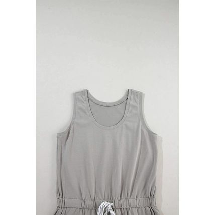 Gray Sleeveless Drawstring Waist Mini Dress
