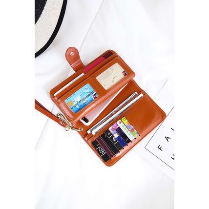 Cinnamon Faux Leather Zip Around Wrist Strap Long Wallet