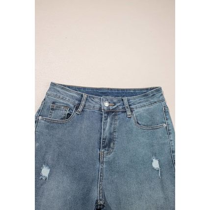 Beau Blue Slightly Distressed Ankle-length Straight Jeans