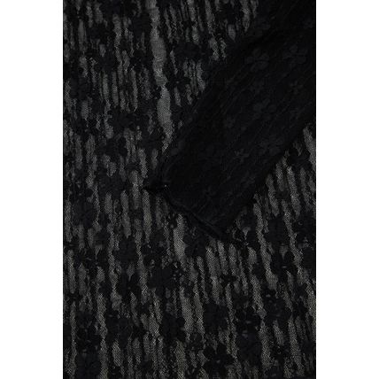 Black Sheer Floral Lace Long Sleeve Slim Fit Top