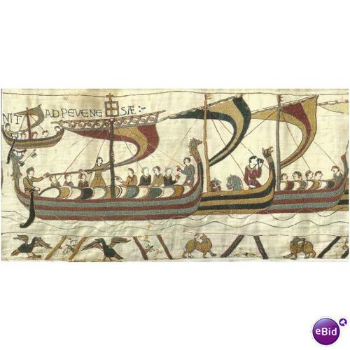 Bayeux Tapestry: detail: the Duke's ship lands at Pevensey