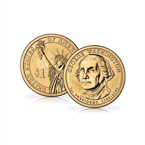 Collectible Gold Plated Genuine 2007 George Washington Dollar Coin