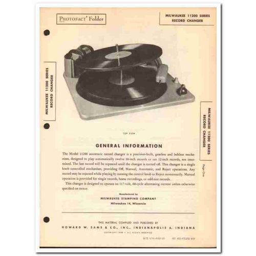 milwaukee model 11200 automatic phonograph phono sams photofact manual