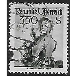Mi 923: 3 S. 50 blackish grey-green Definitive Stamp: Provincial Costumes.