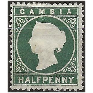 Gambia 1886 SG21 1/2d Myrtle-Green Wmk Sideways Mounted Mint . ..