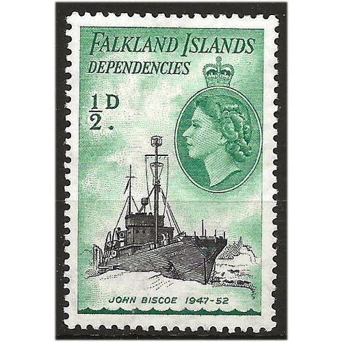 Falkland Islands Deps 1954 G26 1/2d Black & Blue-Green Mounted Mint . ..