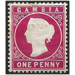 Gambia 1887 SG23 1d Crimson Wmk Crown CA Sideways Mounted Mint . ..