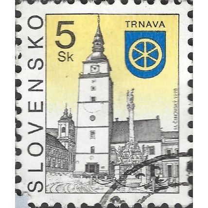 SLOVAKIA, Trnava, town centre, yellow 1998, 5Sk, #7