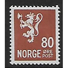 NORWAY 1937 NEW LION 80 ORE BROWN SG 294A M / MINT