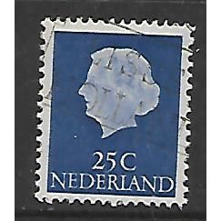 NETHERLANDS 1953 25c BLUE QUEEN JULIANA SG 779 FINE USED#3