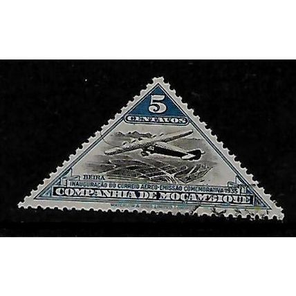 MOZAMBIQUE 1935 5c ARMSTRONGE WHITWORTH AIRLINE BLACK & BLUE SG261 FINE USED