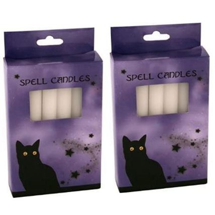 Two Packs of 12 White Spell Candles