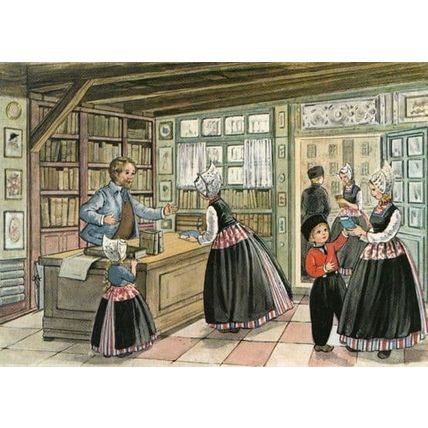 Dutch Bookshop Drawing Painting Holland 1980s Postcard