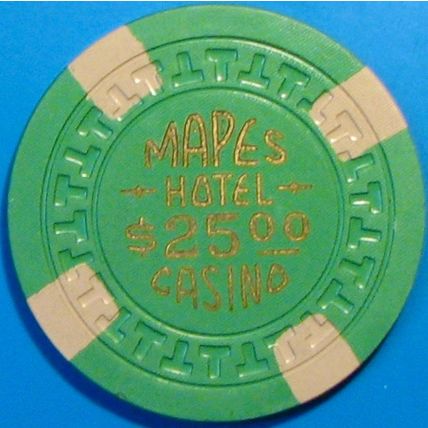 Mapes. $25 Vintage Casino Chip. Reno, NV.1950s. T57.
