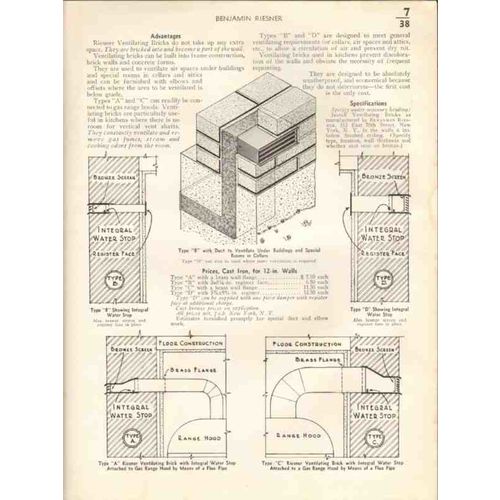 benjamin riesner 1938 ventilating brick louvered wall vintage catalog