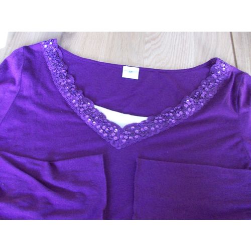 New Look PURPLE & PINK LS LAYER TOP V-NECK 16 **GC**
