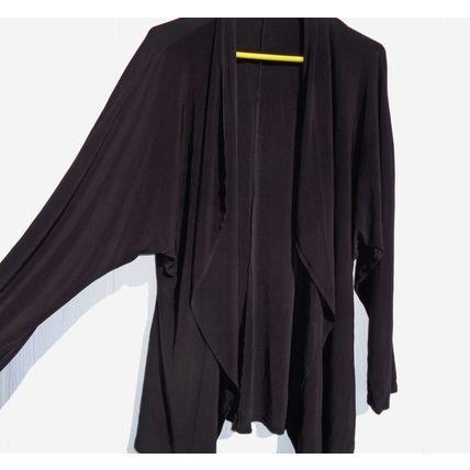 Womens Travel Knit Black Open Front Cardigan Top 1X 48 Chest Stretch Knit Shrug