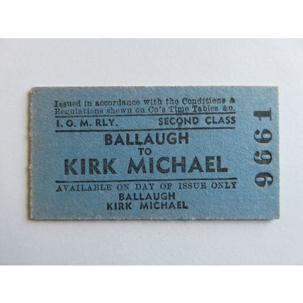 Isle of Man Railway Ballaugh-Kirk Michael Ticket #93