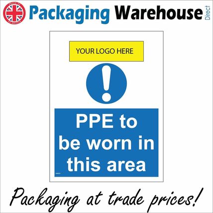 MA820 PPE TO BE WORN IN THIS AREA LOGO SIGN COMPANY NAME PROTECTION CLOTHING