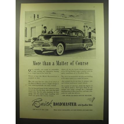 1949 Buick Roadmaster Car Ad - More than a matter of course