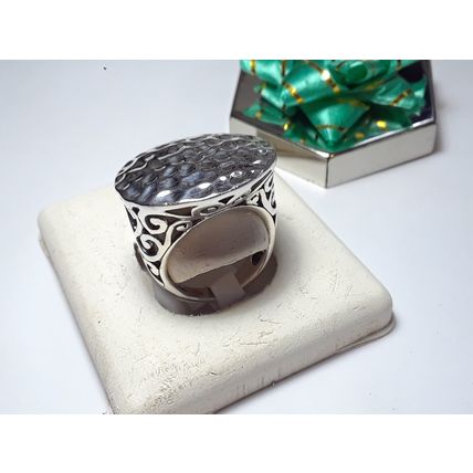 Estate Hammered Top open Scrolled sides 9.2 gram Bold Sterling Silver Ring#16900
