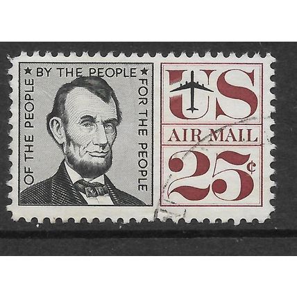 USA 1959 AIR 25c ABRAHAM LINCOLN SG A 1141 FINE USED#2