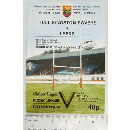 1986 programme Hull Kingston Rovers v. Leeds