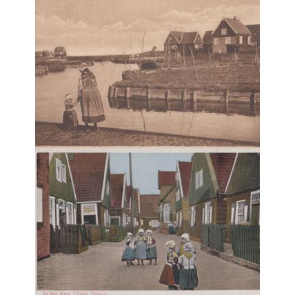 Eiland Marken Dutch Market 2x Old Postcard s