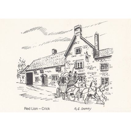 Red Lion Crick Pub Northampton Artist Postal Anniversary Postcard