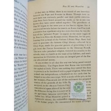 VATICAN JOURNAL 1921-1954 by ANNE O'HARE McCORMICK 1957 1st FIRST EDITION HCDJ