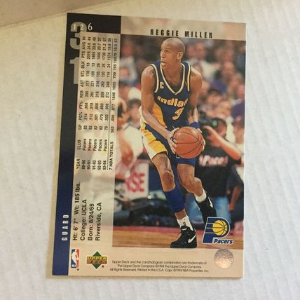 1994 Upper Deck Indiana Pacers Hall of Famer Reggie Miller Card #126