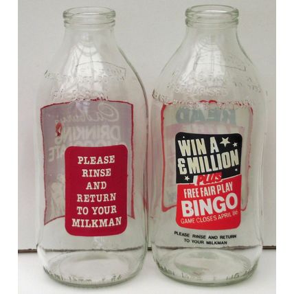 Vintage advertising Milk Bottles 1980's x 4 M8