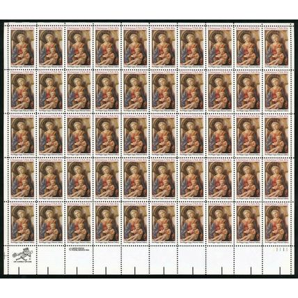 Christmas Madonna and Child Sheet of Fifty 20 Cent Postage Stamps Scott 2107