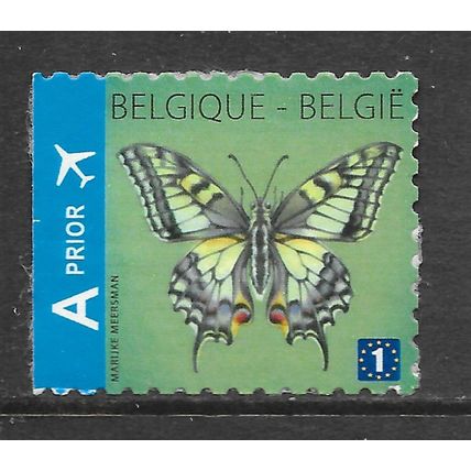 BELGIUM BELGIE BELGIQUE PRIORITY BUTTERFLY AIR IMPERF left USED paper adhesion