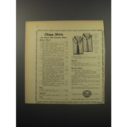 1955 Chipp Shirts Ad - Chipp shirts for Town and Country wear button down