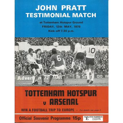 John Pratt Testimonial Match Tottenham Hotspur v Arsenal 1978
