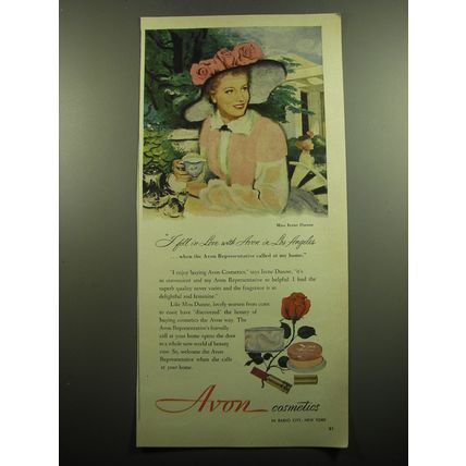 1949 Avon Cosmetics Ad - Irene Dunne - I fell in love with Avon