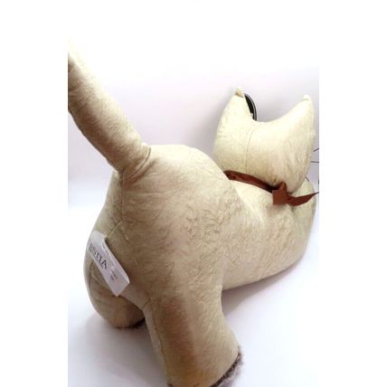 Beige Cat Doorstop Doorstop with Brown Bow Gift Home Decor Decoration 21 CM Pet